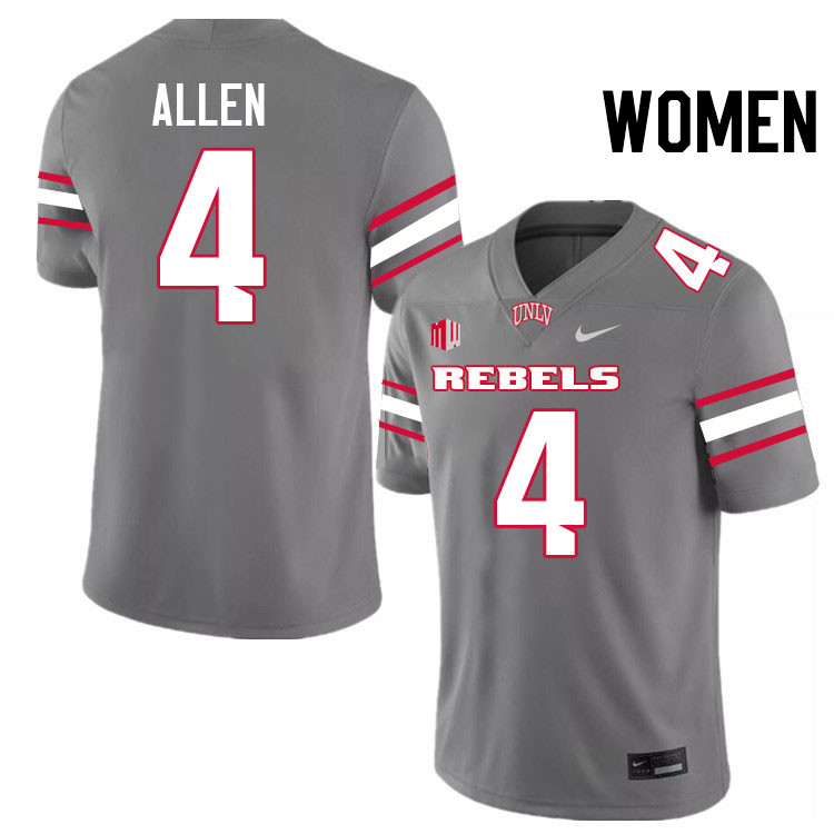 Women #4 Michael Allen UNLV Rebels College Football Jerseys Stitched-Grey